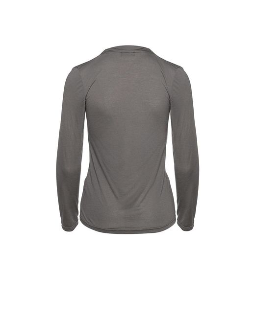 Conquista Gray Dark Cashmere Blend Long Sleeve Faux Wrap Top