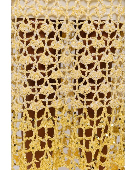 Andreeva Yellow Chrysanthemum Handmade Crochet Midi Skirt