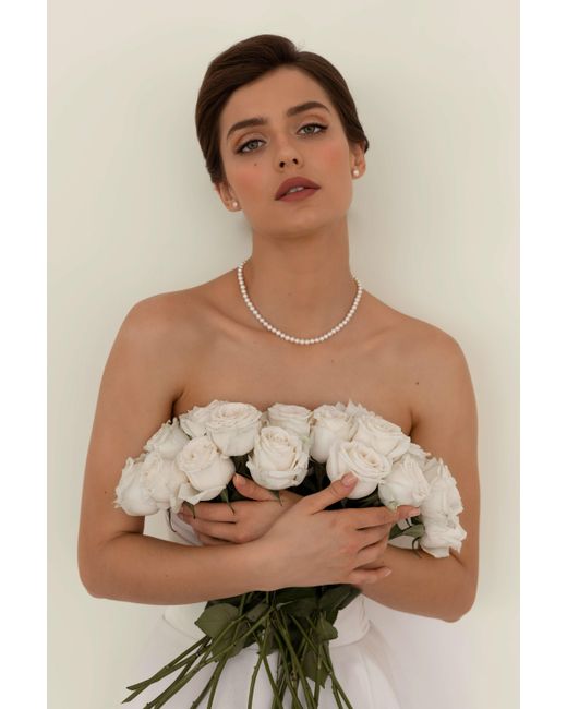 Katy Faye White Gabrielle Pearl Necklace