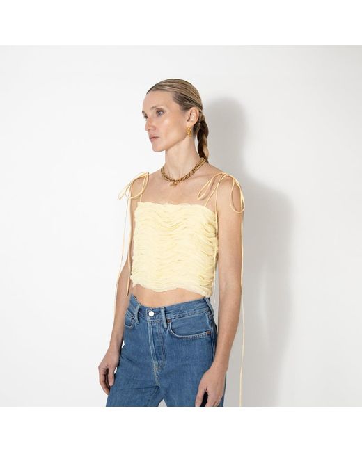 SVETA Milano White Neutrals Trinacria Ruffles Top
