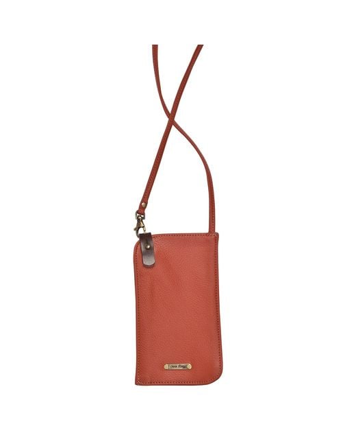 Owen Barry Red Leather Phone Crossbody Bag Burnt Toni