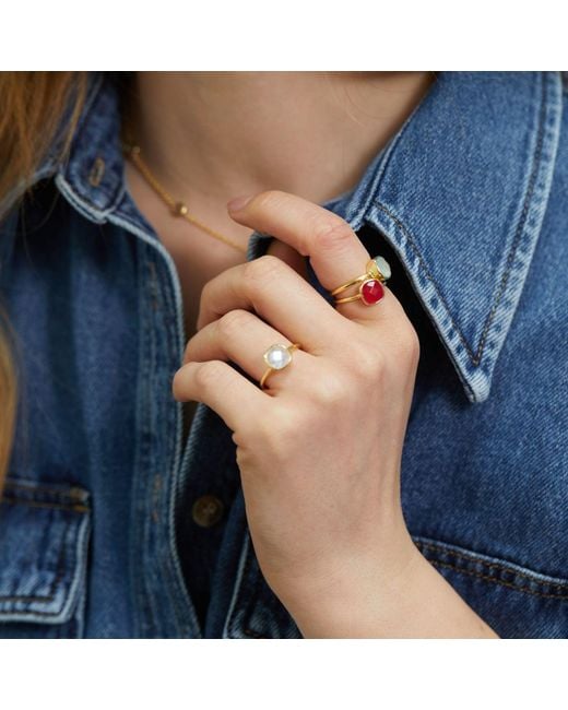 Auree Jewellery Pink Mondello Fuchsia Chalcedony Vermeil Ring