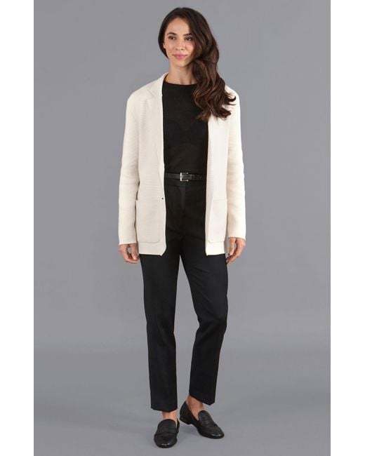 Paul James Knitwear Gray Neutrals Midweight Cotton Tara Relaxed Fit Knitted Blazer