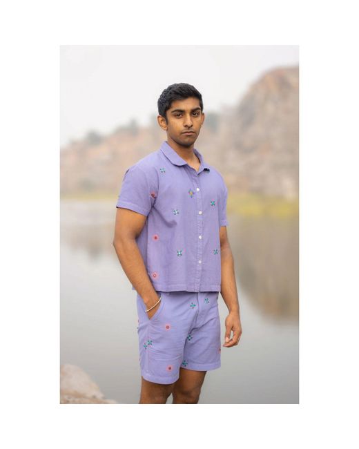 Tega Collective Purple Alankara Hand Embroidered Half Sleeve