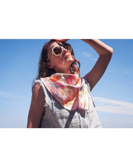 Jessie Zhao New York Blue Double Sided Silk Scarf Of Jungle Adventure