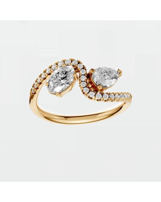 Aya Fine Jewelry Metallic Round, Pear & Oval Lab Diamond Open Bypass Ring