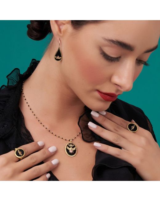 Myrto Katramadou Jewellery Metallic Queen Bee Crystal Necklace