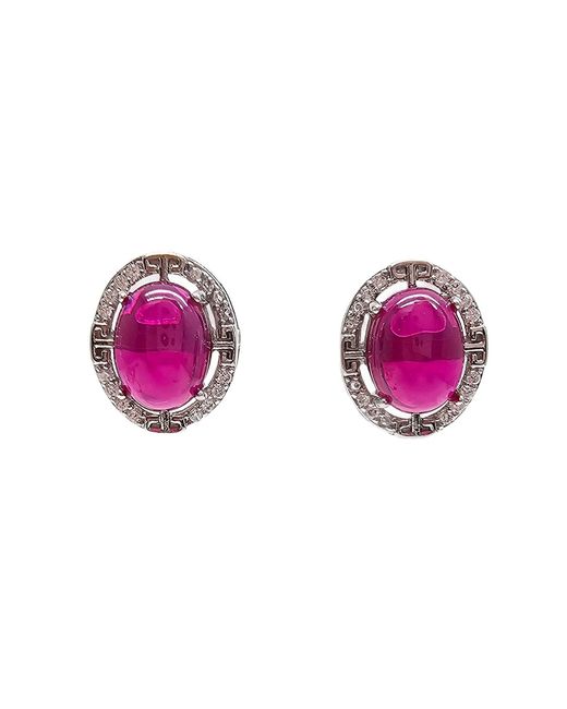 Farra Pink Agate Oval Shaped Earrings