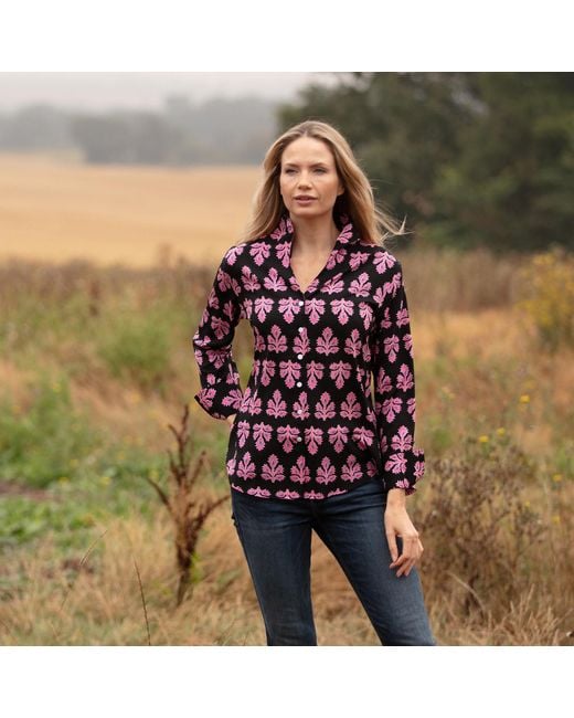 At Last Blue Printed Viscose Button-Down Shirt