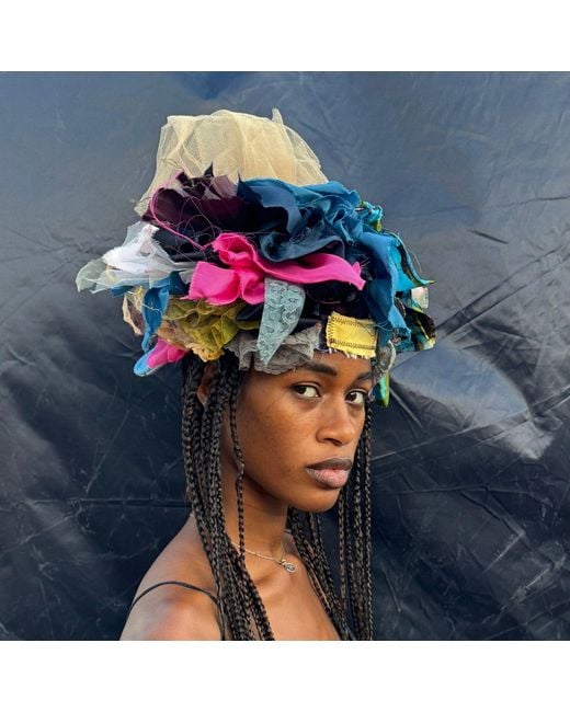 Miro Misljen Pink Tulle & Ribbon Sculptural Crown