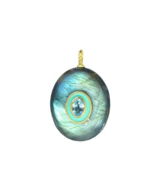 KAMARIA Blue Labradorite Gemstone Pendant With Topaz