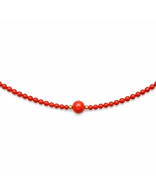 Unaloe Red Plated And Coral Beaded Necklace