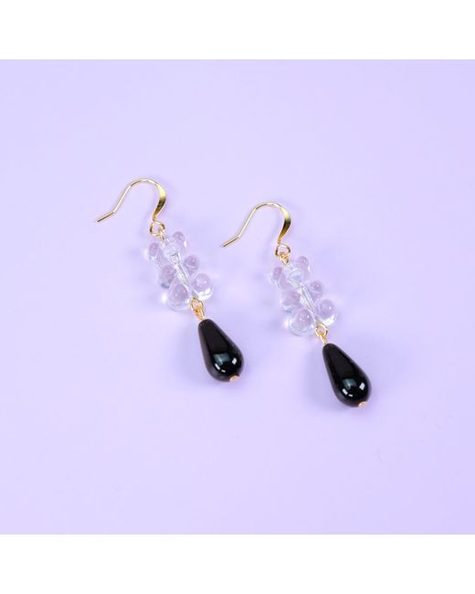 By Chavelli White Gummy Bear Pearl Drop Dangly Earrings