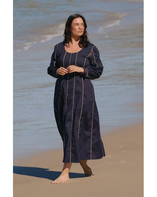 Adrift Clothing Blue Eva Panelled Dress