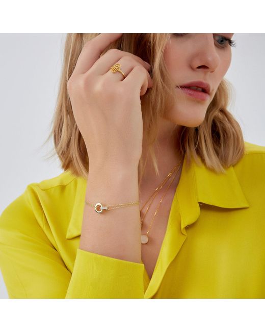 Spero London Metallic Jewelled Interlink Bracelet Sterling