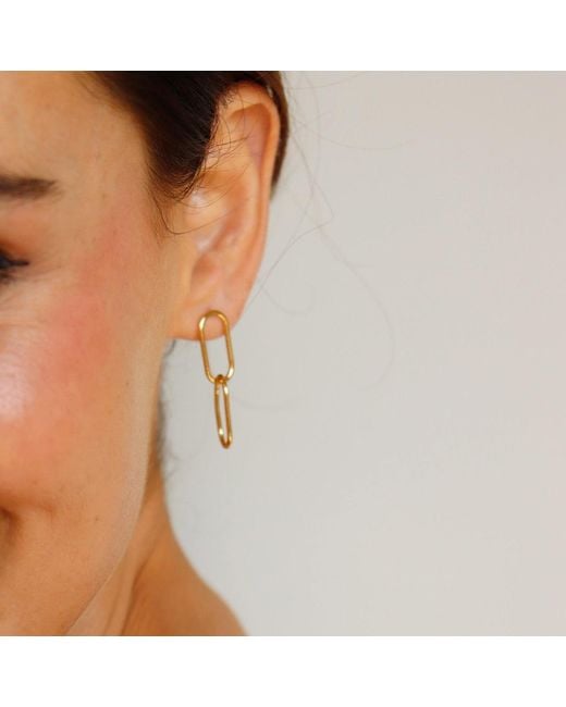FV Jewellery Black Steel Me Paperclip Chain Earrings