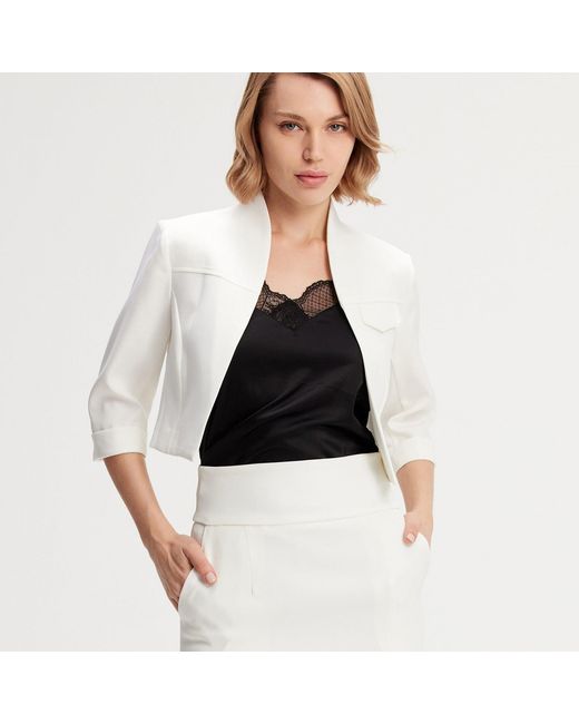 Smart and Joy White Minimalist Crop Jacket