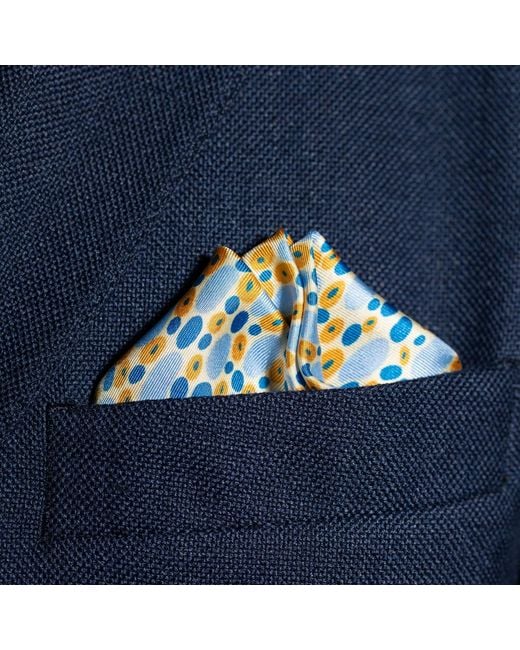 Otway & Orford Blue 'Infinity' Spotted Silk Pocket Square for men