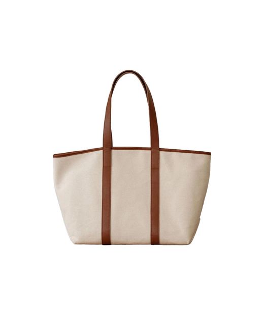 Dāl the Label Brown Structured Tote Bag Tan