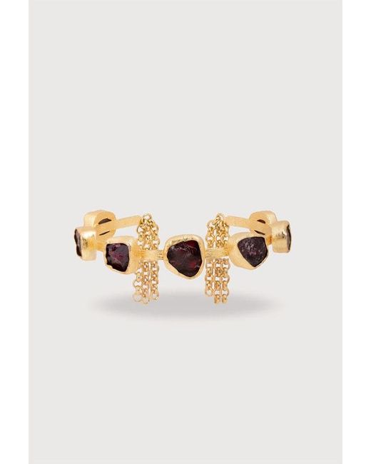 Saachi Natural Golden Chain Stone Bracelet Cuff