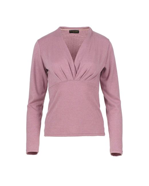 Conquista Pink Mélange V Neck Knit Top
