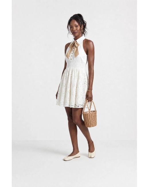 The Gt Atelier White Neutrals Bow Detail Summer Dress