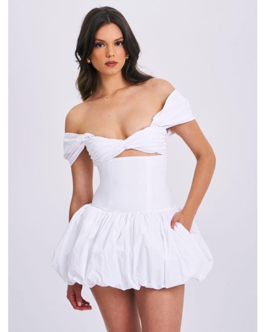 Miss Circle New York White Umika Bubble Hem Mini Dress