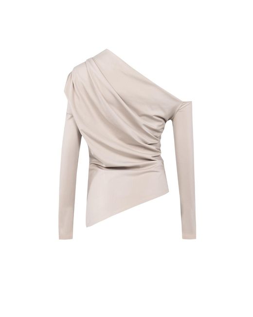Pcfg White Neutrals Your Itch Draped Long Sleeve Top