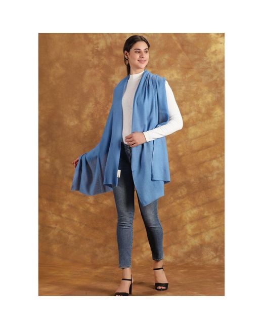 Heritagemoda Blue Handwoven Super Soft Light Wool Scarf