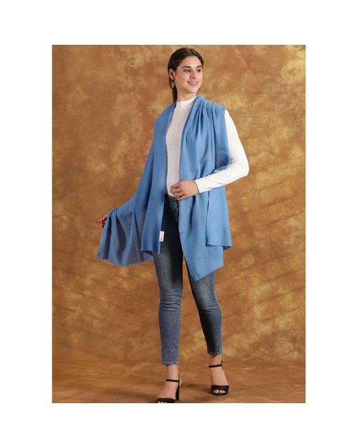 Heritagemoda Blue Handwoven Super Soft Light Wool Scarf