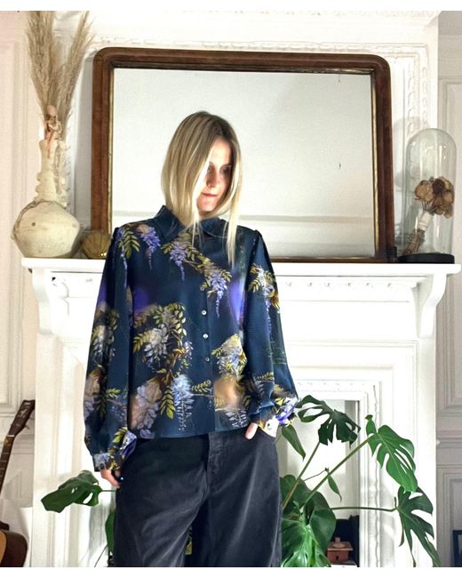 Klements Blue Paints Silk Blouse