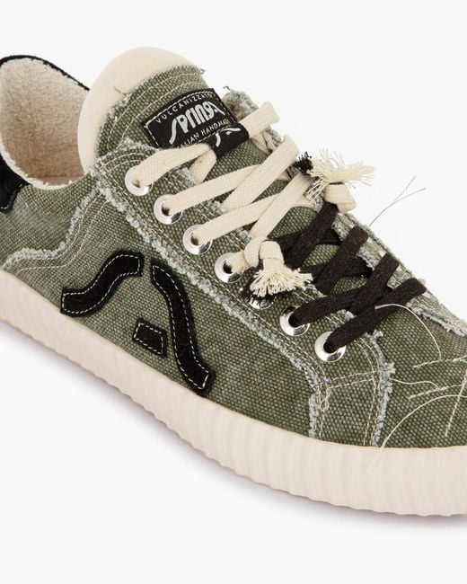 Springa | Unique Vulcanized Sneakers Italian Handmade Green Wavy Olona Sneakers for men