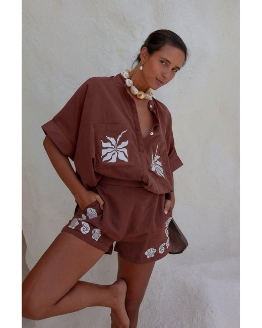 Palm Collective Brown Summer Blouse