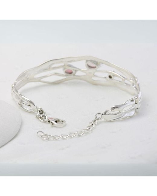 Isla Silver Metallic Faceted Rose Quartz & Opal Adjustable Bracelet