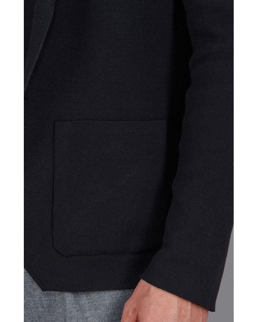 Paul James Knitwear Black Lightweight Cotton Corneliuss Formal Knitted Blazer for men