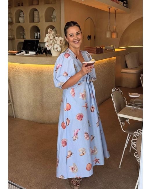 Palm Collective Blue Corsica Shell Maxi Dress