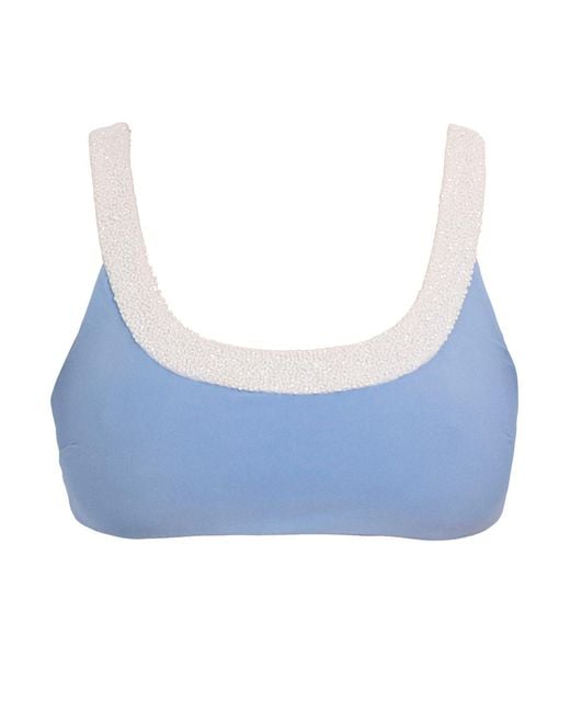 Self-Adore Blue Zenya Hand-Beaded Embellished Bikini Top