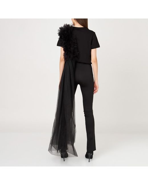 LIA ARAM Black Layered Tulle Tee