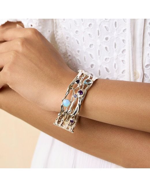 Isla Silver Blue Multi Gemstone Bangle