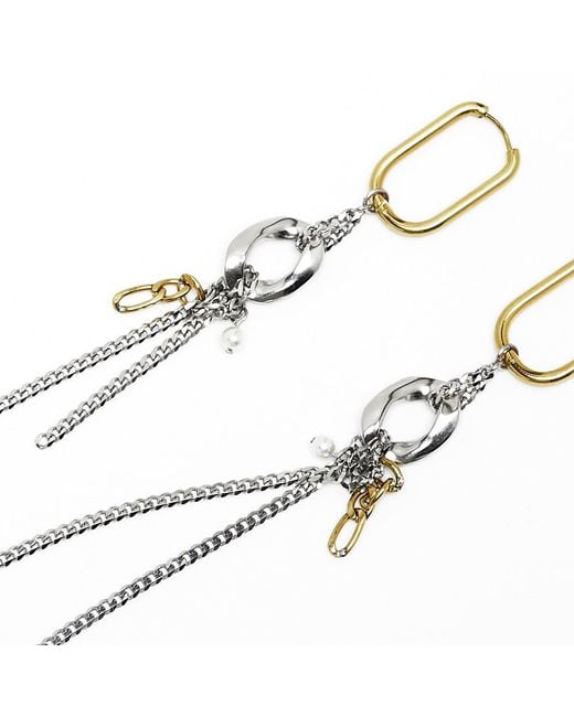 Kirei Metallic Release Chain Drop Hoop Earrings