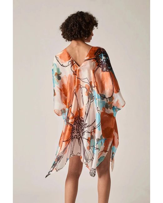 James Lakeland White Floral Sketch Kaftan