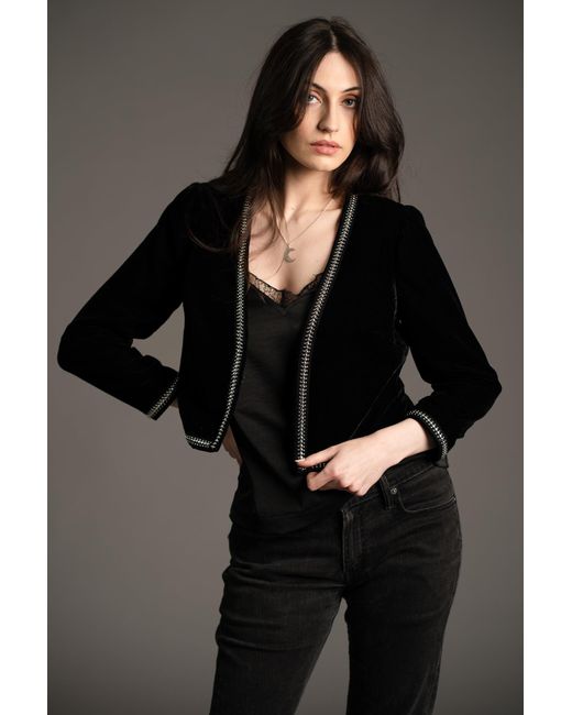 Little Lies Black Metal Guru Studded Velvet Jacket