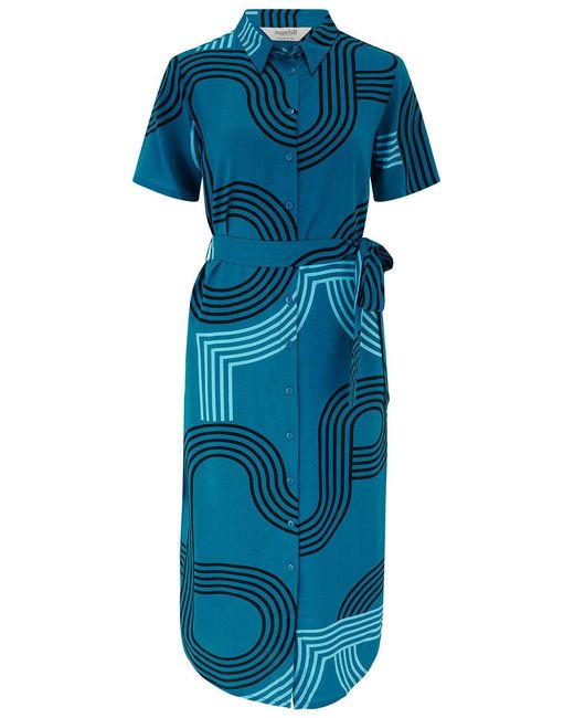 Sugarhill Blue Dorothy Midi Shirt Dress, Ocean Racer