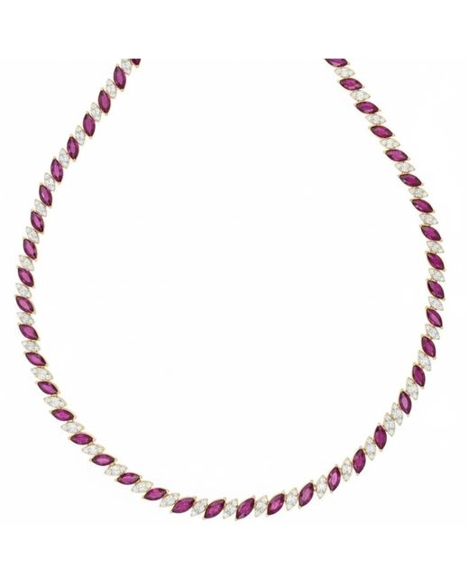 Latelita London Metallic Viscountess Statement Tennis Necklace Ruby