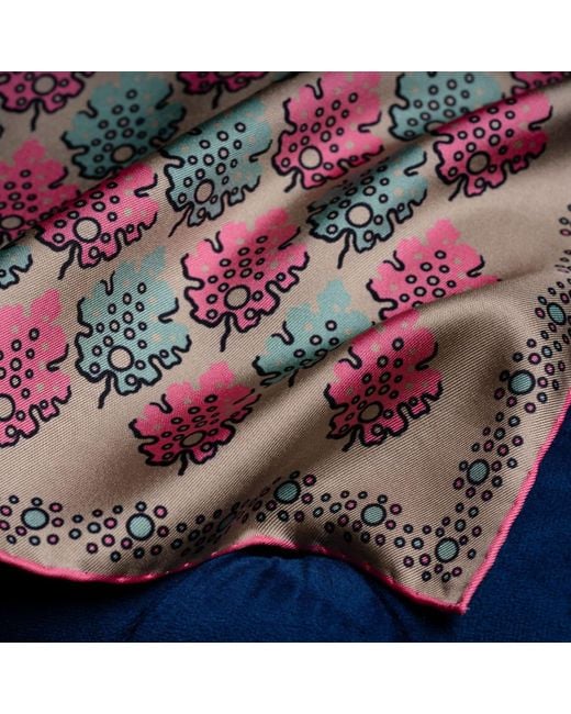 Otway & Orford Multicolor 'Motif' Geometric Silk Pocket Square for men