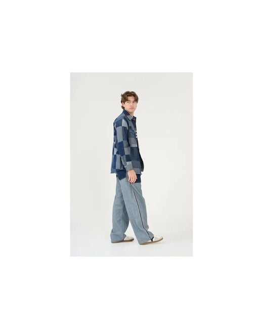 Win Out Blue Patchwork Denim Overshirt for men