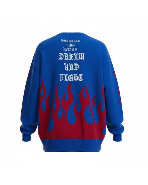 TOKKOU Blue Pullover Knit Sweater Fire