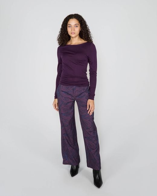 Lords of Harlech Purple Carly Merino Long Sleeve Crewneck Shirt