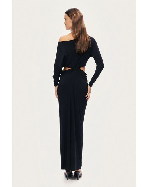 Nocturne Black One-Shoulder Cut-Out Maxi Dress