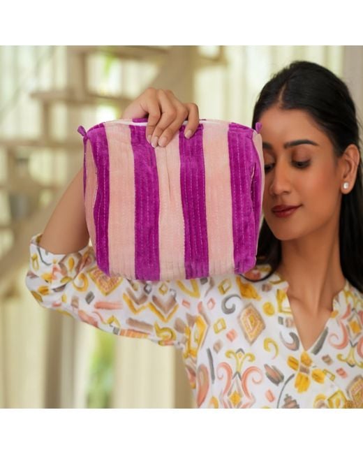 Conscious Yoga Collective Purple The Striped Velvet Travel Set